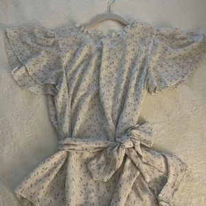 White with black geo design Loft blouse